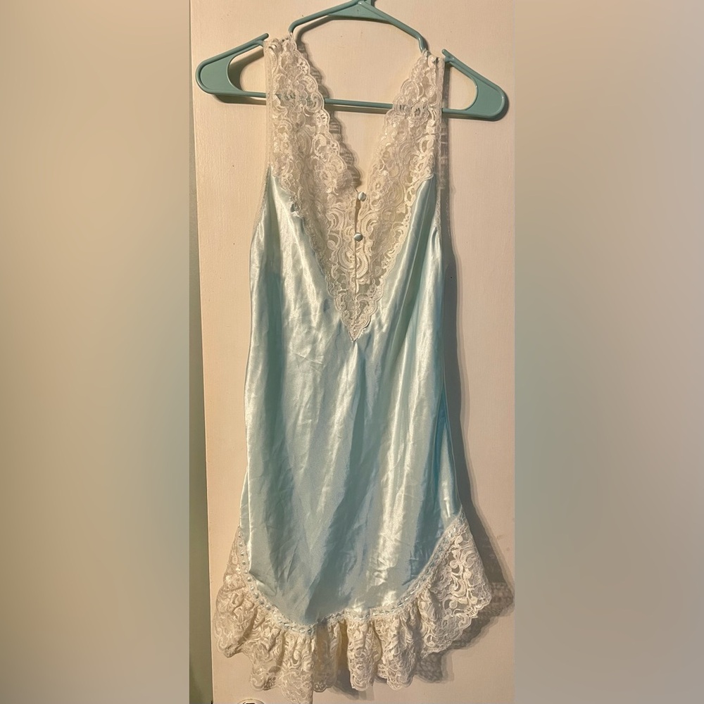 Vintage 80s Lily of France satin and lace nightgown